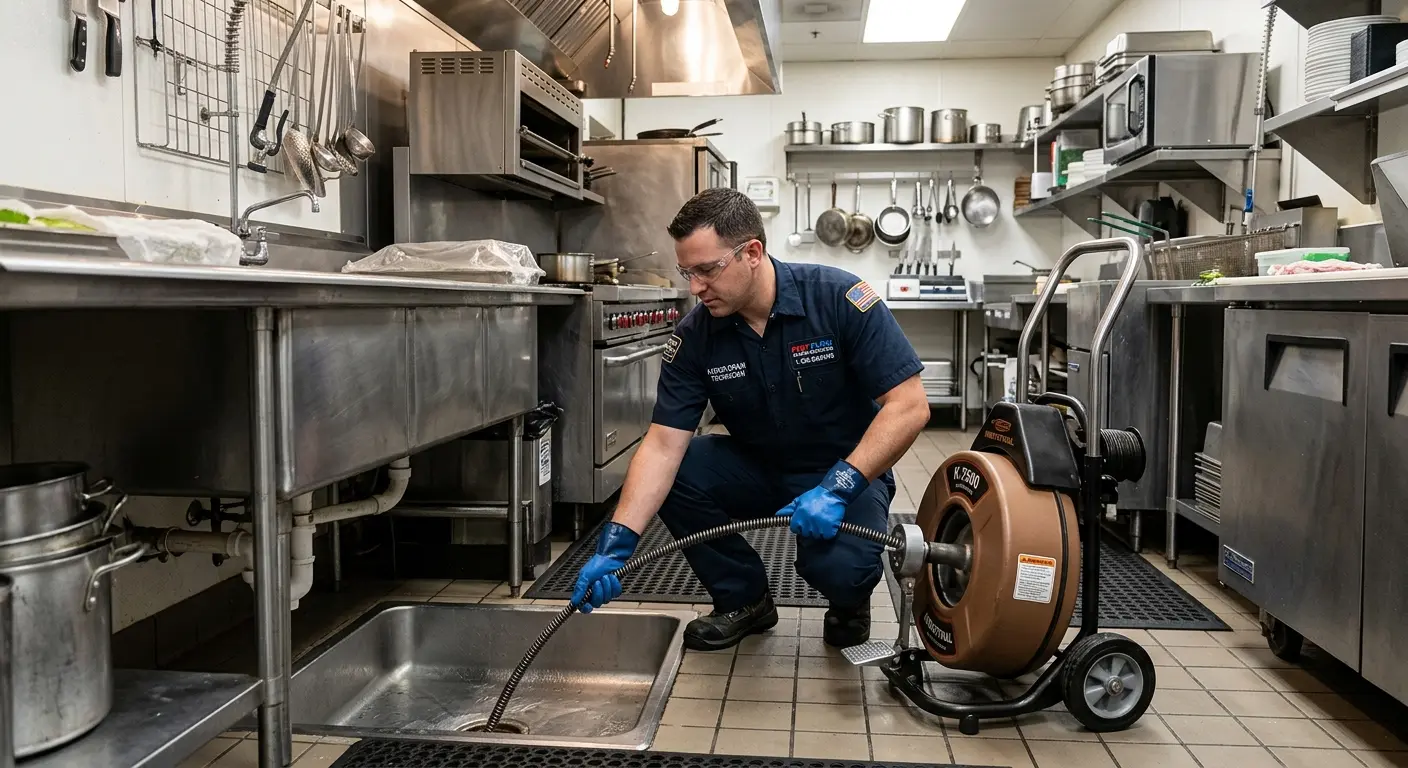 Commercial drain cleaning service in a restaurant kitchen in Point Pleasant